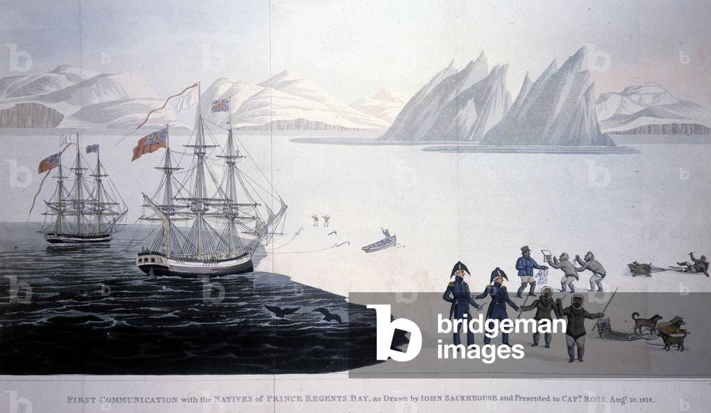 First encounter with the Eskimos: Captain Ross at the North Pole, 1819 - in “A voyage of discovery... North West passage “” by John Ross, 1819