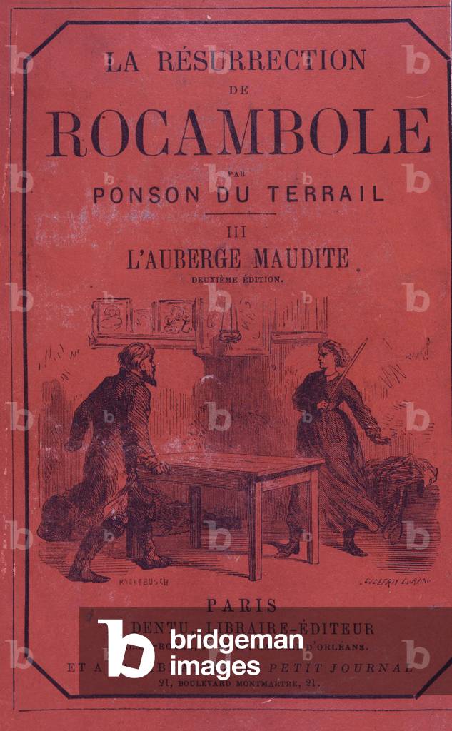 The resurrection of Roccambole: the cursed inn - cover of the novel by Pierre Alexis, Viscount Ponson du Terail (1829-1871), n.d, B.N.