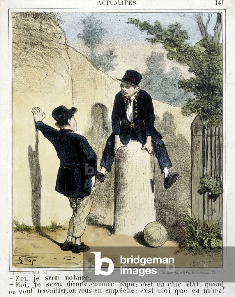 Student talking about their future - drawing by Stop, 19th century, Arts Deco.