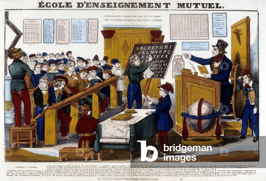 Mutual education school, 19th century (Epinal print)