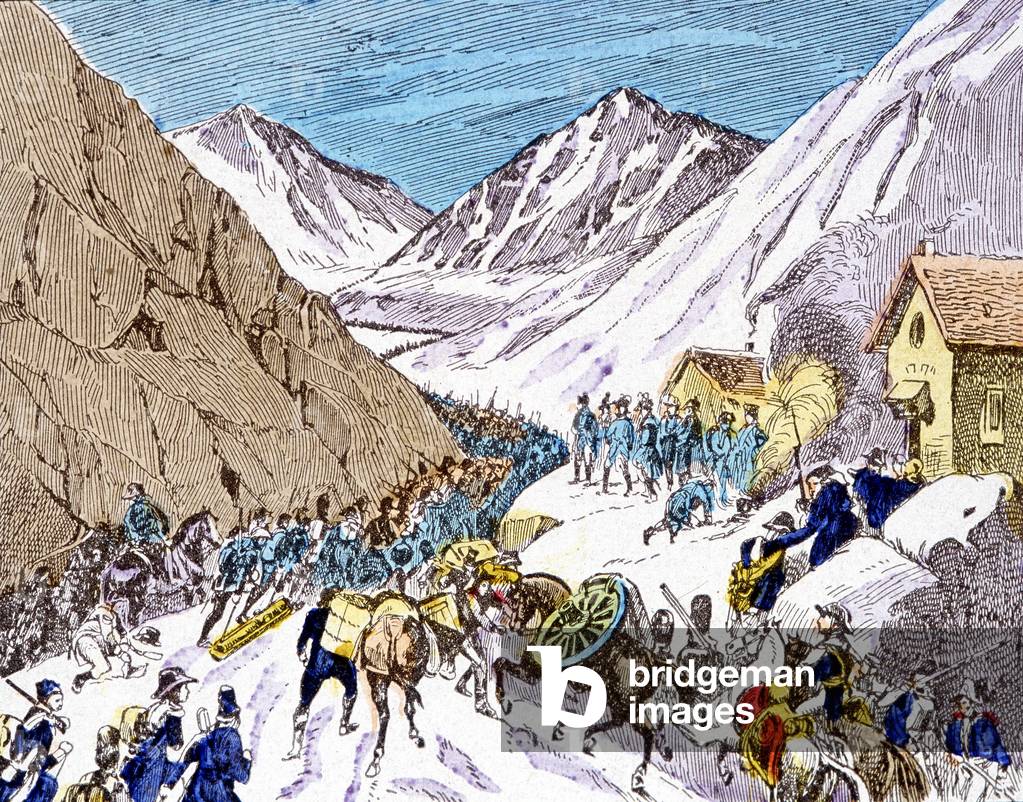 The passage of the Alps by the French army in 1800 - engraving, deb. 20th century