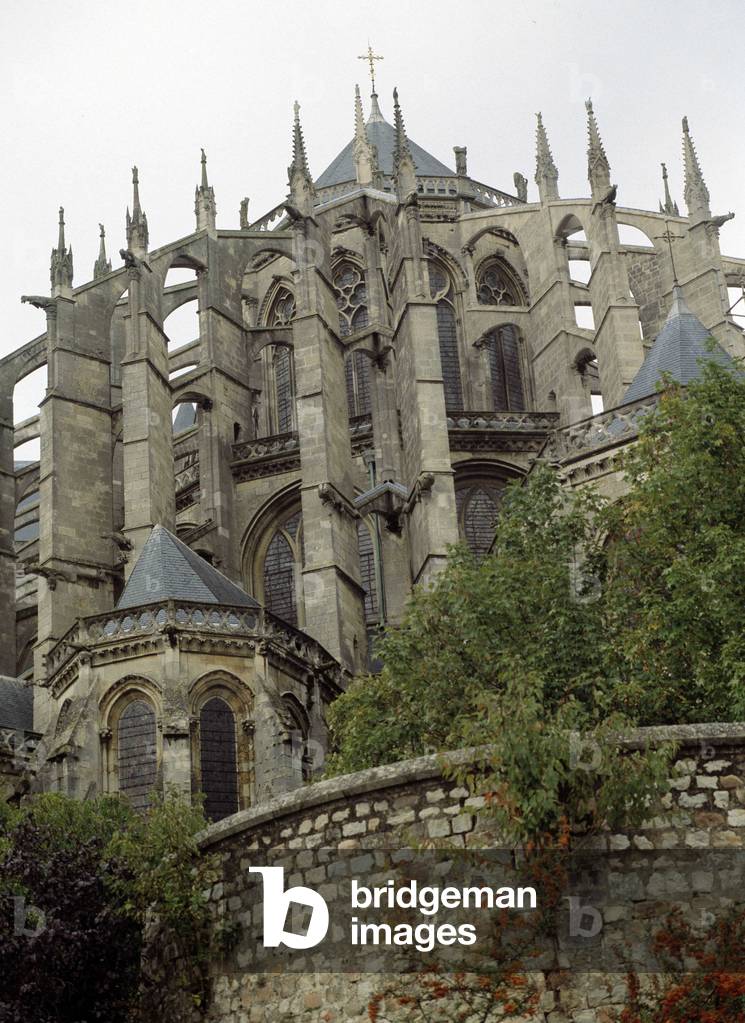 Exterior view of the Cathedrale Gothic du Mans (Sarthe).