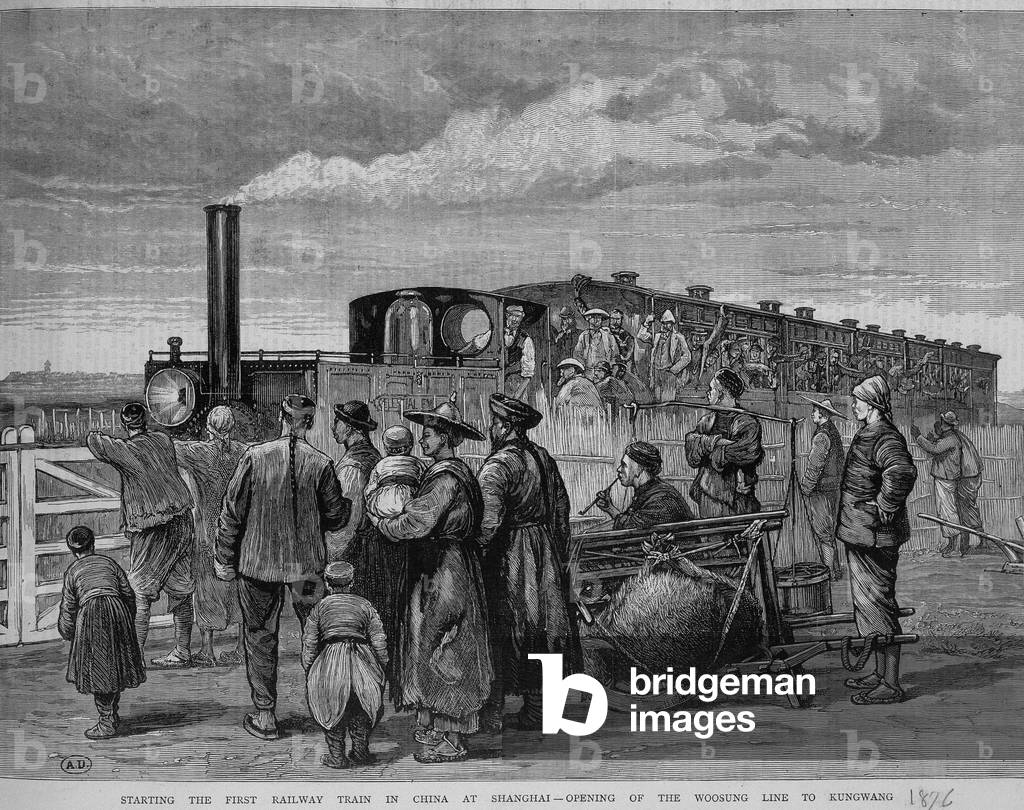Opening of the first railway line in Shanghai, China, 1876