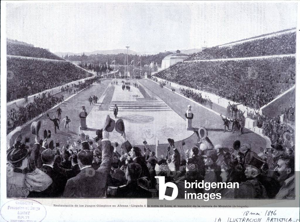 Restoration of the Olympic Games in Athens: arrival of Lues, marathon winner, 1896.
