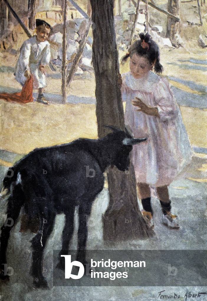 Girl and goat - painting, 1904