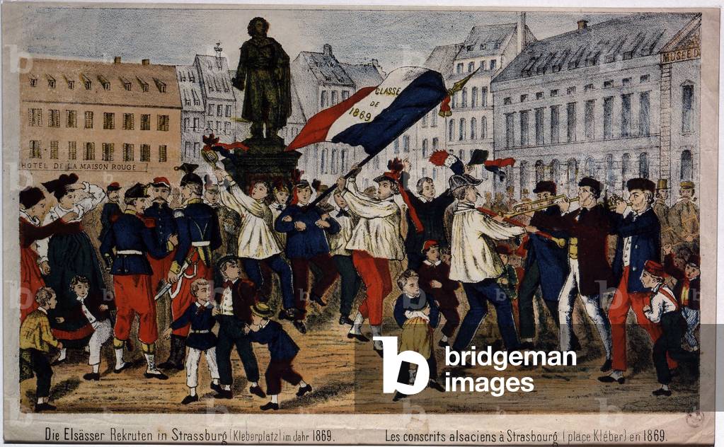 Alsatian conscripts, Place Kleber in Strasbourg, 1869