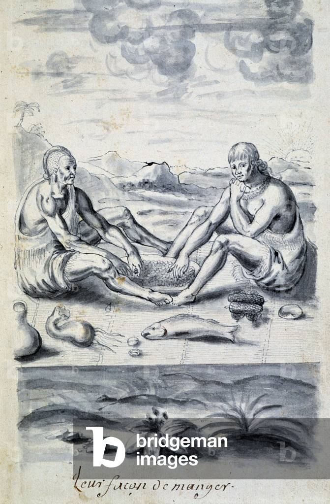 Indiens se nourishing - in “” Dialogue ou interview d'un francais avec un savage””, 1758
