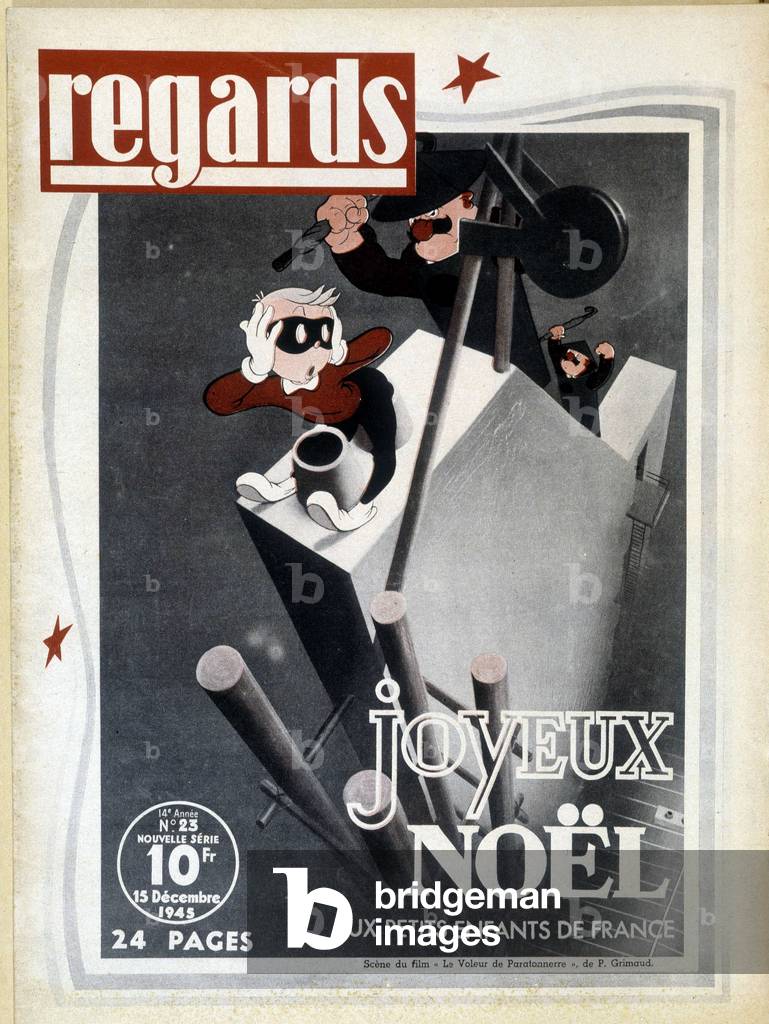 Scene of “” Thief of lightning rod”” by Paul Grimaud, cover “” Regards””, 15/3/1945.