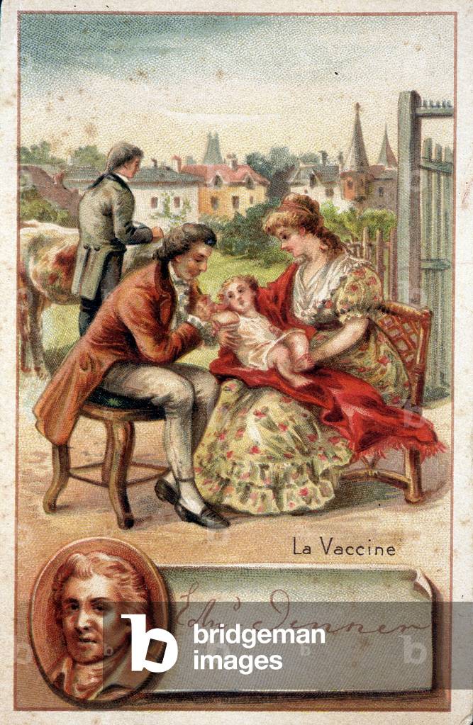 Edward Jenner (1749-1823), an English doctor, inocculates a child the smallpox virus in 1796.