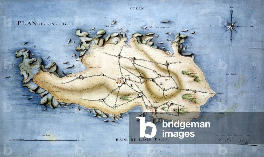 Plan of the Ile d'Yeu (Ile-d'Yeu) realized in 1848