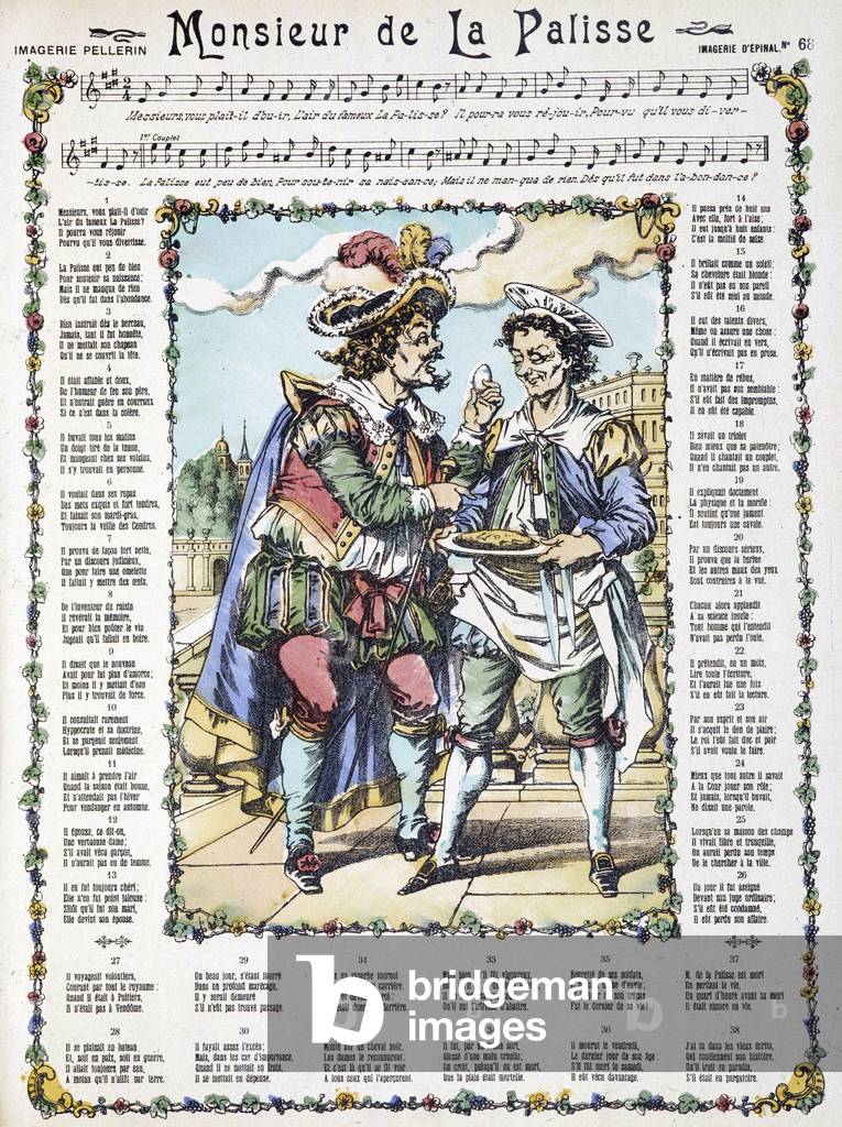 Sheet music for the popular song “” Monsieur de la Palisse”” -, 19th century (Epinal print)