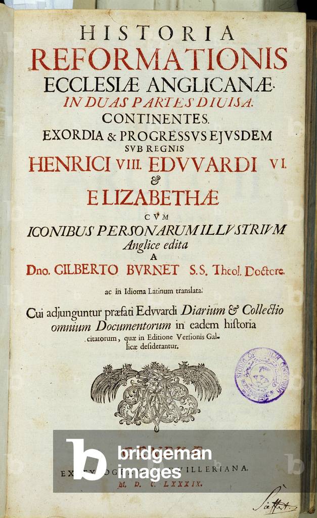 Title page “” Historia Reformationis Ecclesiae Anglicanae...””, Geneva, 1689