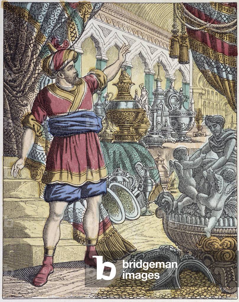 Ali-Baba  in a treasure room, 19th century (Epinal print)