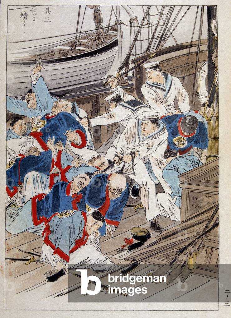 水墨画 父と子の闘い Image of First Sino-Japanese War - Sino-Japanese War
