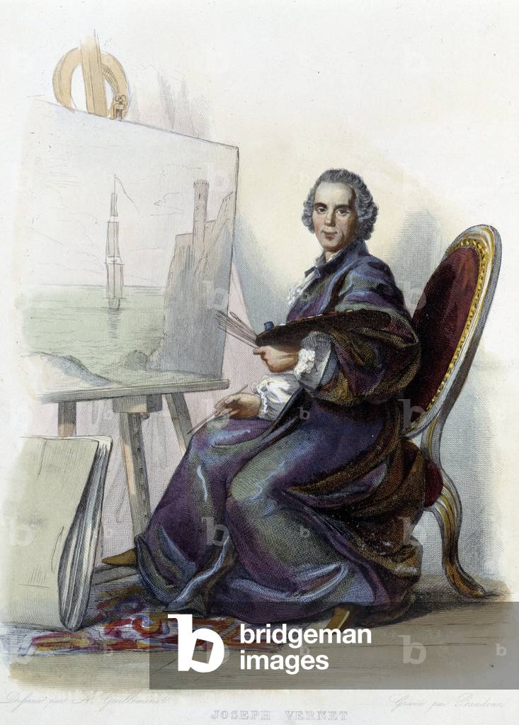 Portrait of Joseph Vernet, French painter, cartoonist and sculptor (1714 - 1789) - in “” Le Plutarque Français””, ed. Mennechet, 1844-47