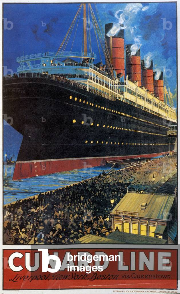 The transatlantic Lusitania - Advertising poster of the Cunard Line, 20th century