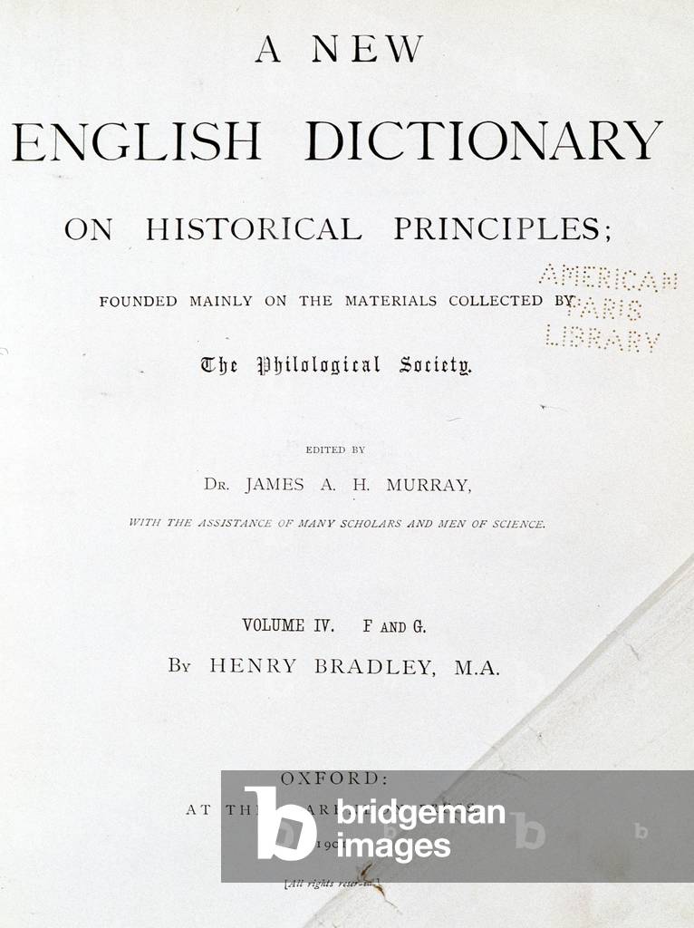 "Frontispice of the““ New English Dictionary“ by James Murray" von Anonymous