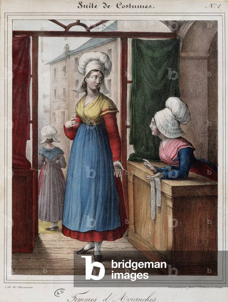 Women of Avranches (Manche) - lithography, 19th century