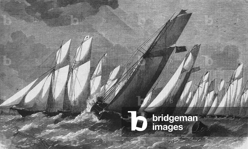 The oceanic race of the Royal Victoria Yacht Club in 1868 - engraving, Bibl. des Arts deco.