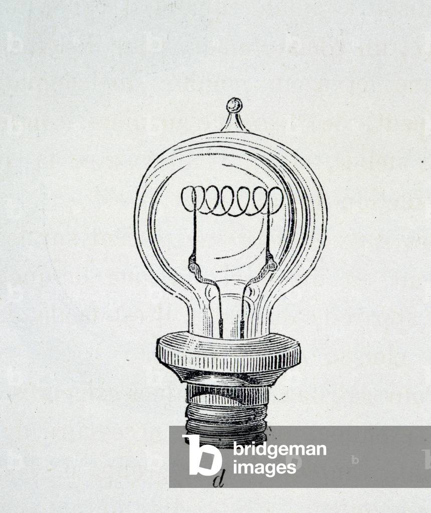 Lamp Edison - in “” The new conquests of science”” by Figutree, 19th century