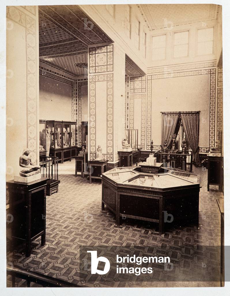 Exhibition room - in “” Photo album of the 1st museum of Cairo”” founded by Auguste Mariette Bey, 1871