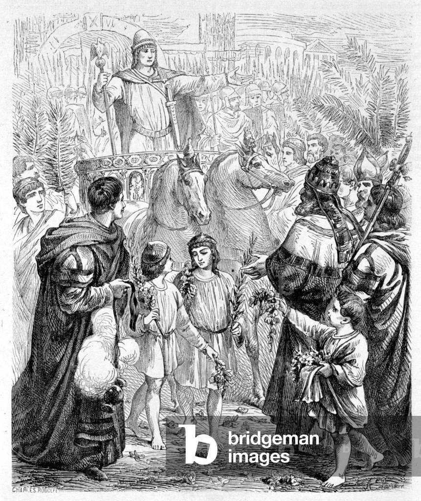 The triumph of Constantine (Roman emperor) - in “History of the Popes””, 19th century