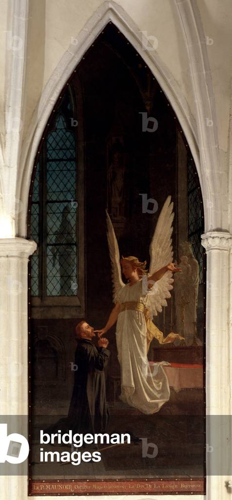 Father Julien Maunoir (1606-1683) miraculously obtained the gift of the Breton language - Fresco, Cathedrale Saint Corentin (Saint Corentin), Quimper