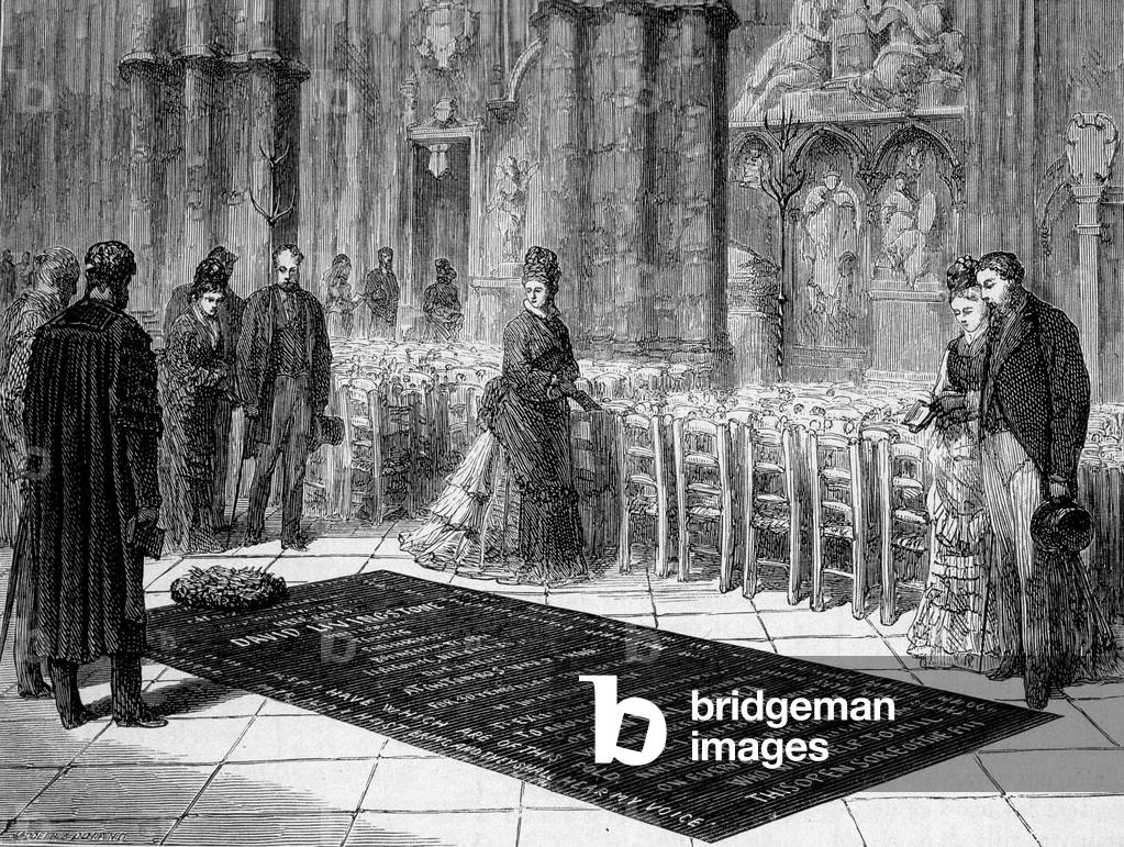 Livingstone Tomb in Westminster Abbey - “” Livingstone's Last Journey 1866-1873”” in “” Tour du Monde””, 2nd sem. 1875