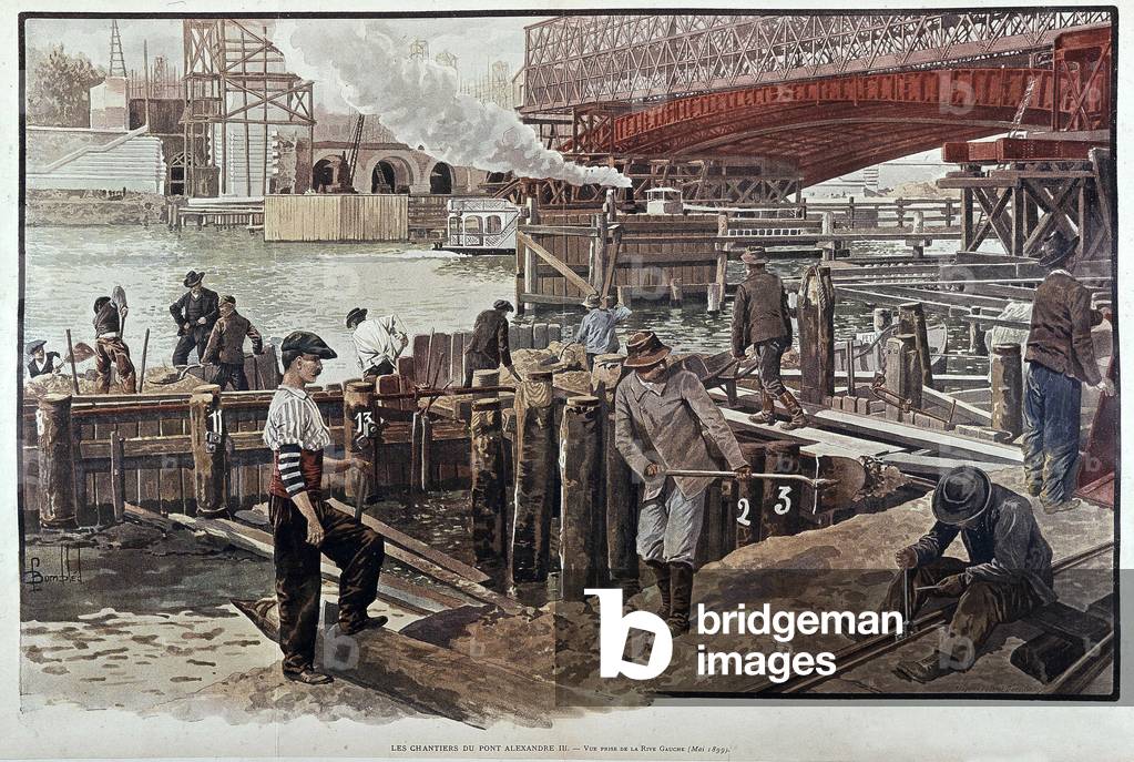 Chantier du pont Alexandre III - in “” Le petit journal”” 05/1899