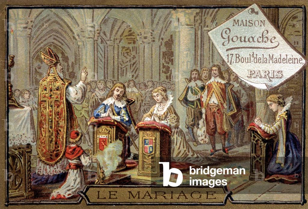 Marriage: Celebration in the Church - chromo. de la maison Gouache, v. 1895