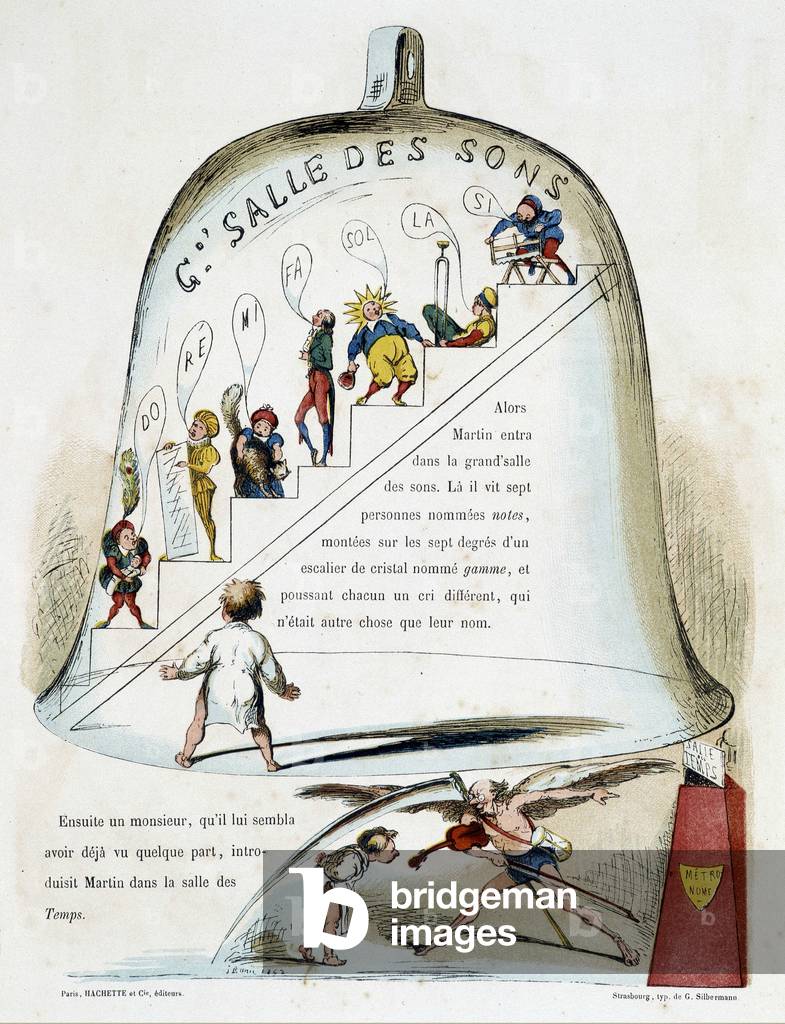 Bell representing the sound room. Drawing by Baric dating from 1862 illustrating Kroknotski's children's book narrating the story of Martin Landor.