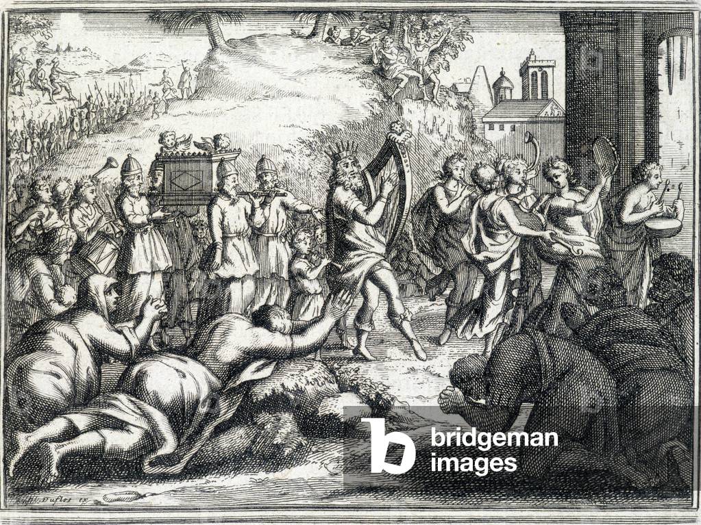 Danse de David (Ancien testament). Gravure de 1724. par Unknown artist