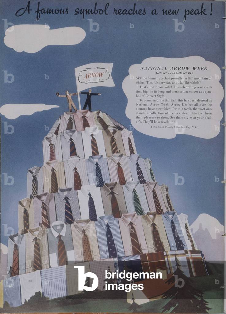 Tour made of shirts and ties, pub. brand Arrow, 1936.