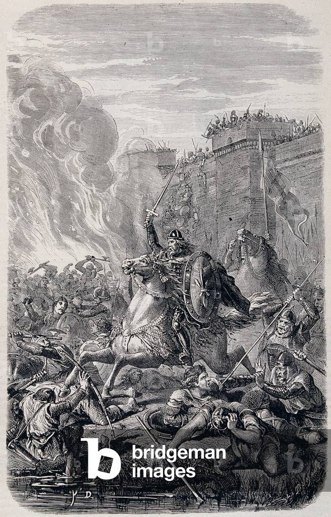 Invasion and looting of Rome by Alaric 1st, King of the Visigoths 410 - in “” History of Popes, Kings, Queens and Emperors”” by Lachatre, T.1, 19th century