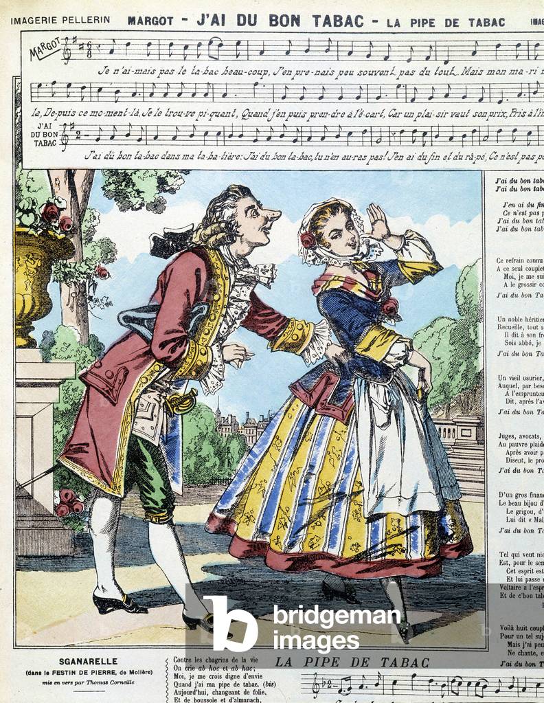 Sheet music for the song “I have good tobacco” (Sganarelle), 19th century (Epinal print)