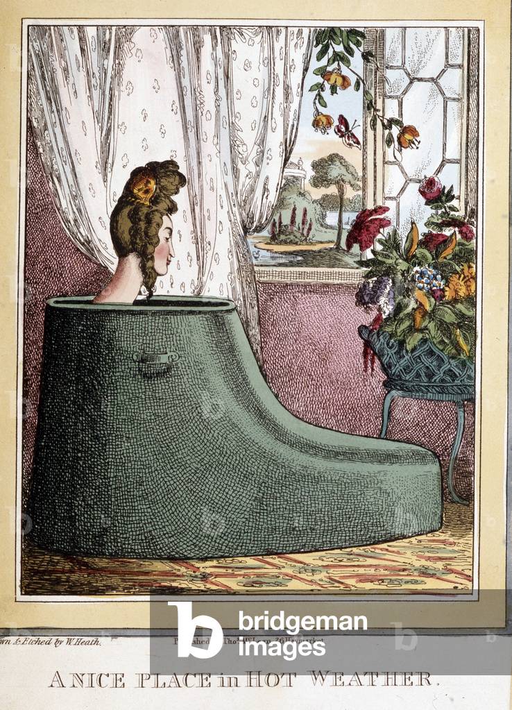 Image de Gravure représentant Femme dans son bain (A nice place in hot water) par English School
