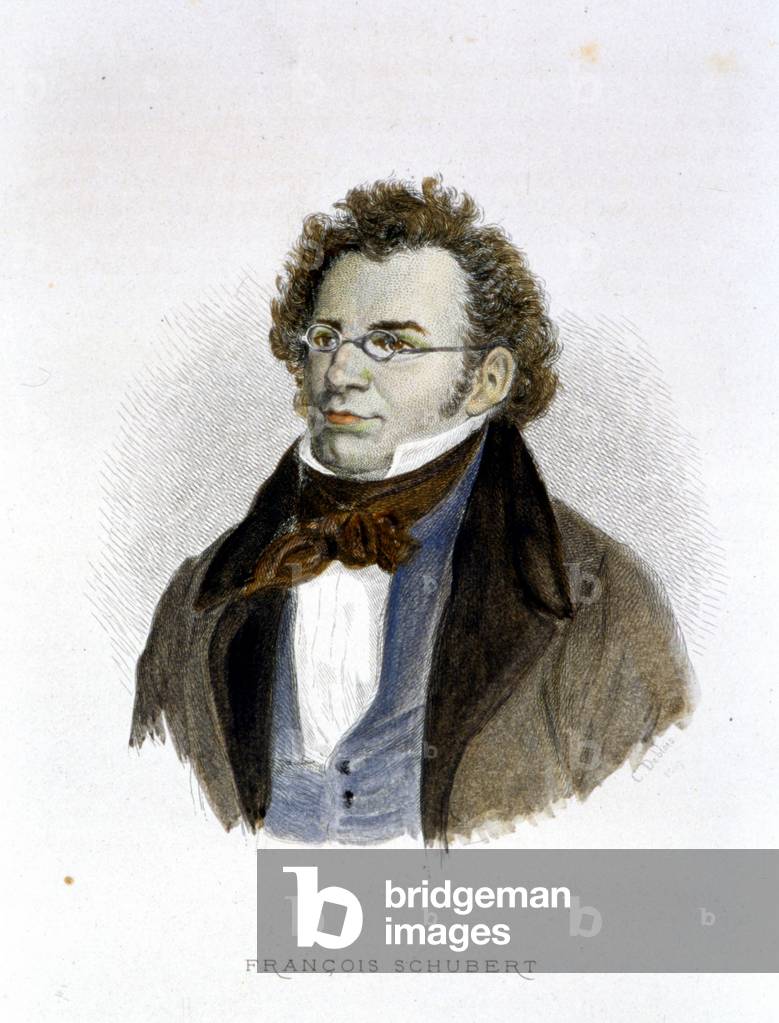 Portrait of Frantz Schubert (1797 - 1828) - engraving, 19th century