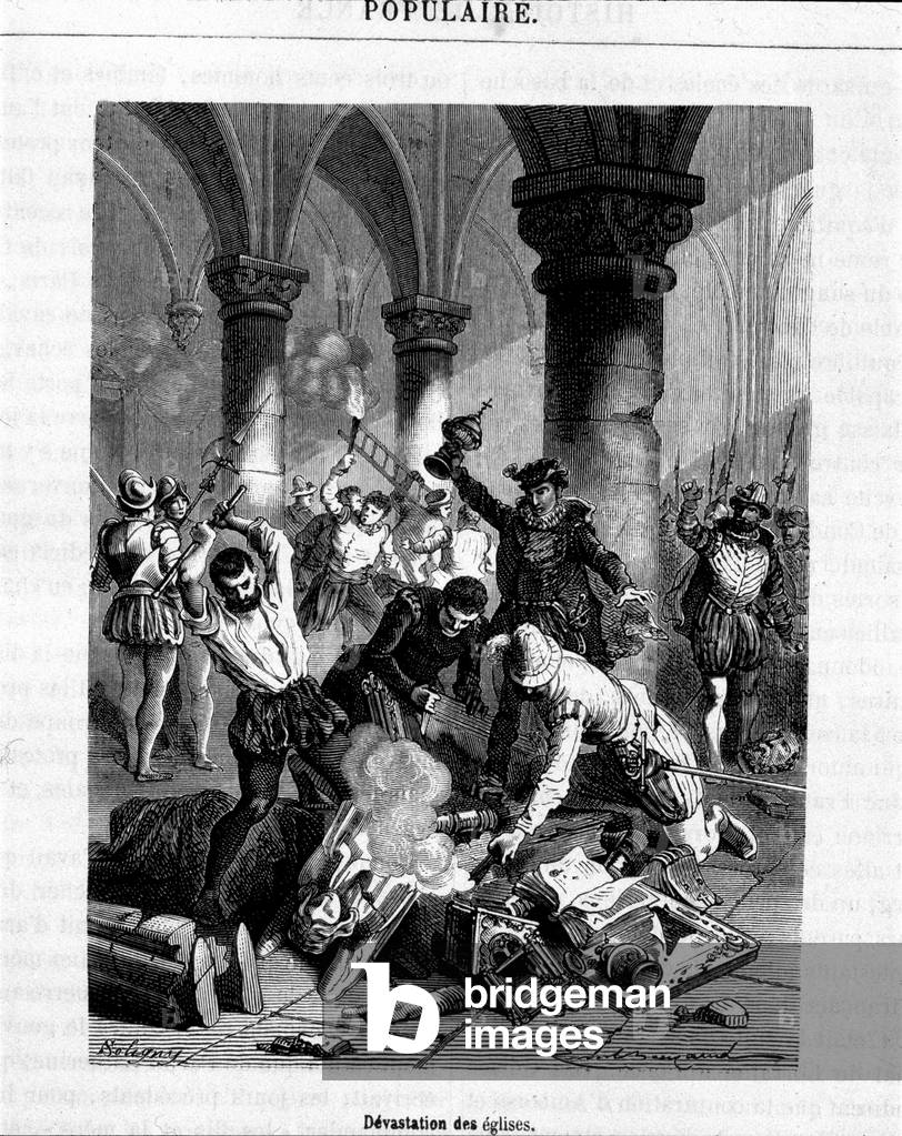 Devastation of churches by heretics - in “Histoire de France populaire””, 19th century