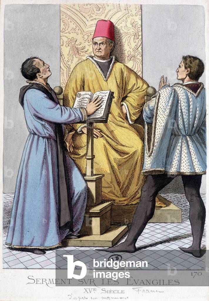Oath on the Gospels, France 15th century.