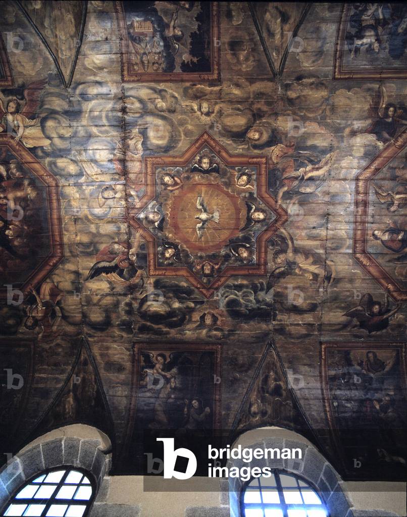 Ceiling of the former Dominican Convent (hospital) (1664). 17th century painting. Dinan, Cotes d'Armor (Cotes-d'Armor) (22).