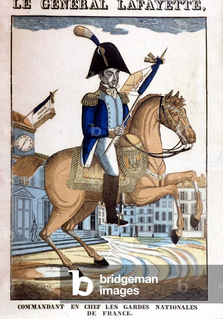 Equestrian portrait of General La Fayette (Lafayette), Commander-in-Chief of the National Guard of France