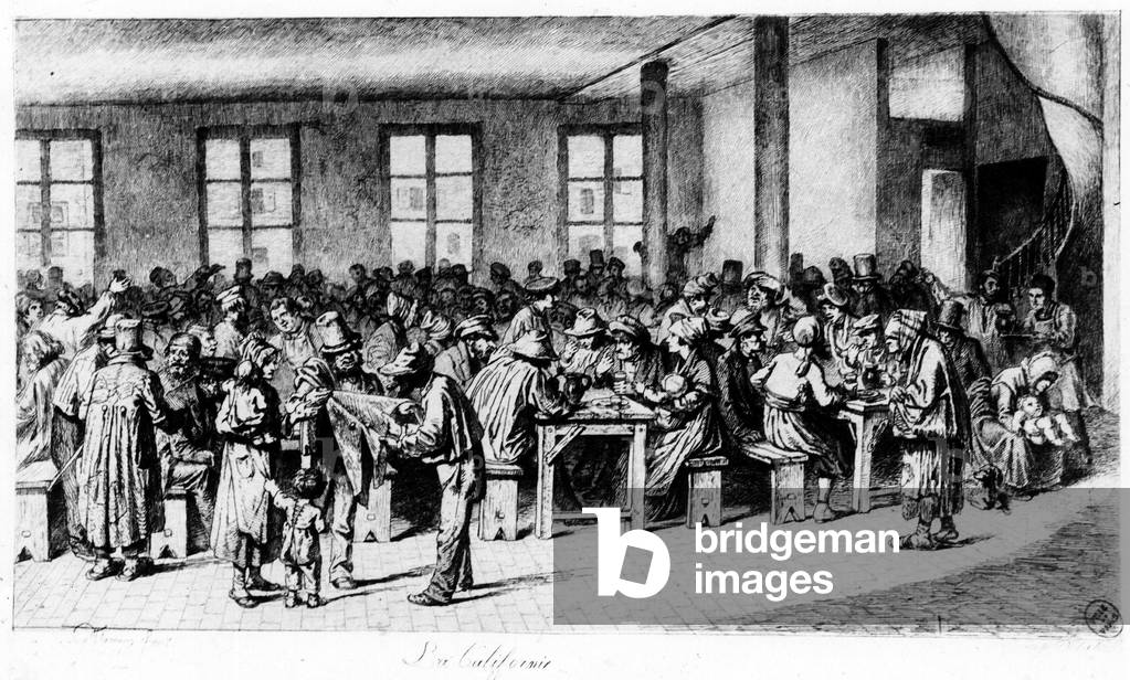 California: inhabitants during a meal; Barrière Montparnasse - Carnavalet.