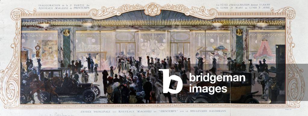 Le Printemps: the main entrance bd Haussmann in the evening, 1906