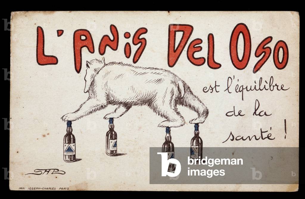 Bear in balance on bottles, pub. for drink 