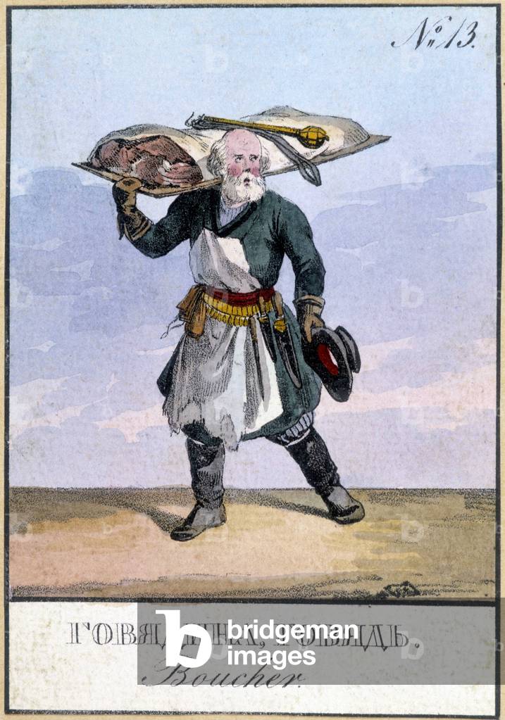 Butcher in Russia in the 19th century.