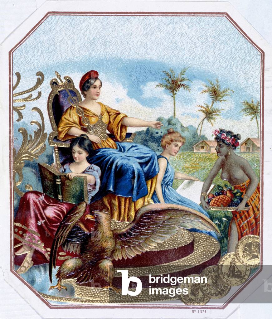 Woman: allegory - cigar label, chromolithography, n.d., v.1900