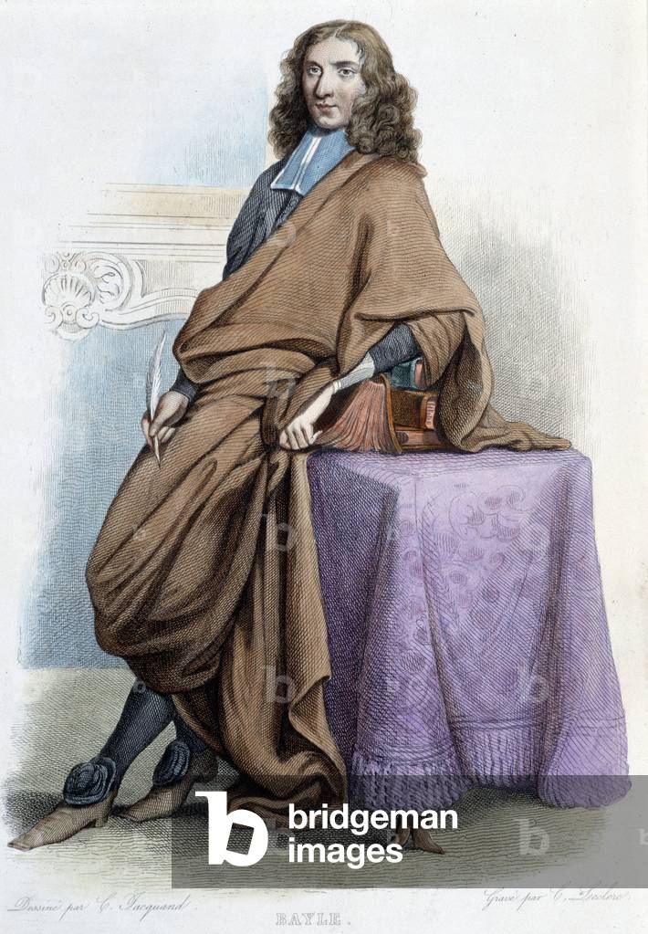Portrait of Pierre Bayle, French philosopher and writer (1647-1706) - in “” Le Plutarque francais””, by Mennechet, 1844-47