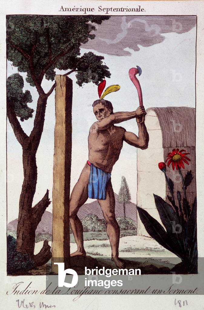 Indian of Louisiana consecrated an oath - engraving, 1811