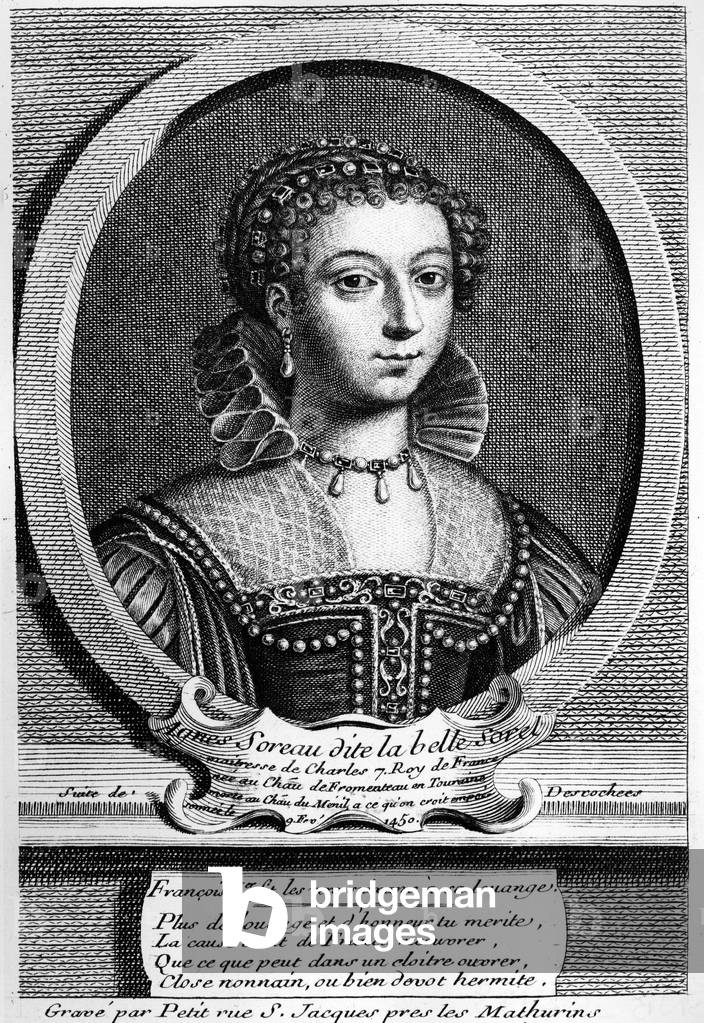Portrait of Agnes Sorel (1422-1450) (engraving)