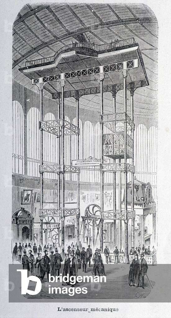 The mechanical lift of the engineer Edoux at the world exhibition of 1867 - grav.